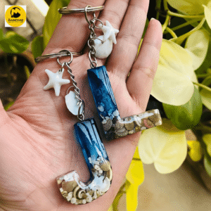 Beach Theme Name Initial Letter Keychain