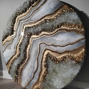 Grey-Golden Theme Circle Wall Decor