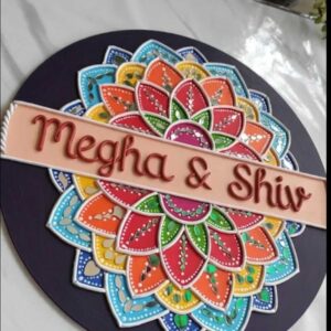 Lippan Art Name Plate for Couples Name