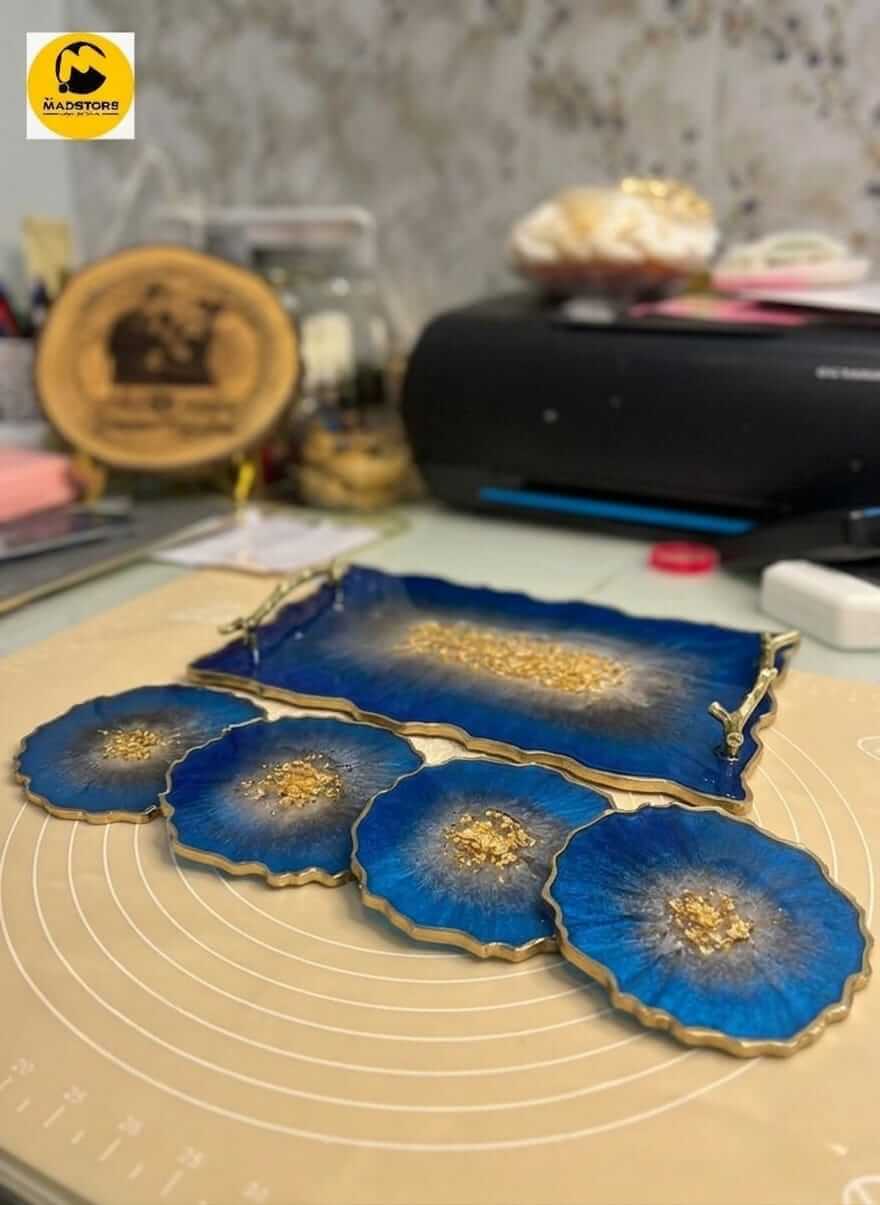 Resin Tray (Rectangle Shape Tary with 4 coasters)