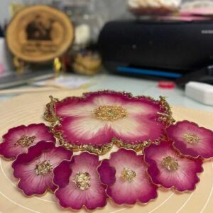 Resin Trays (13 Inches Flower Tray with 6 coasters)